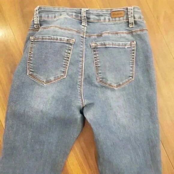 Enjean Women's Ankle Skinny Soft Mid Rise Blue Jeans - Picture 10 of 13